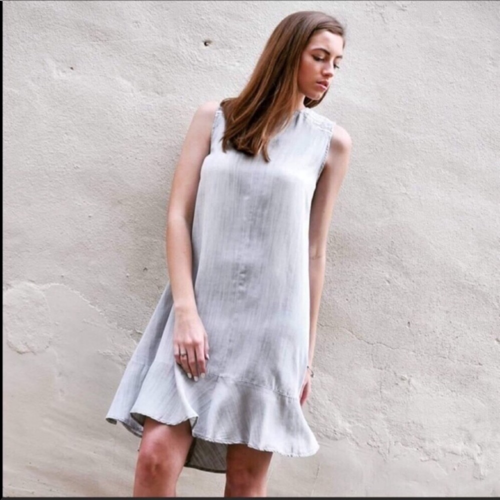 NEW Gray Tencel Dress with Ruffled Hem